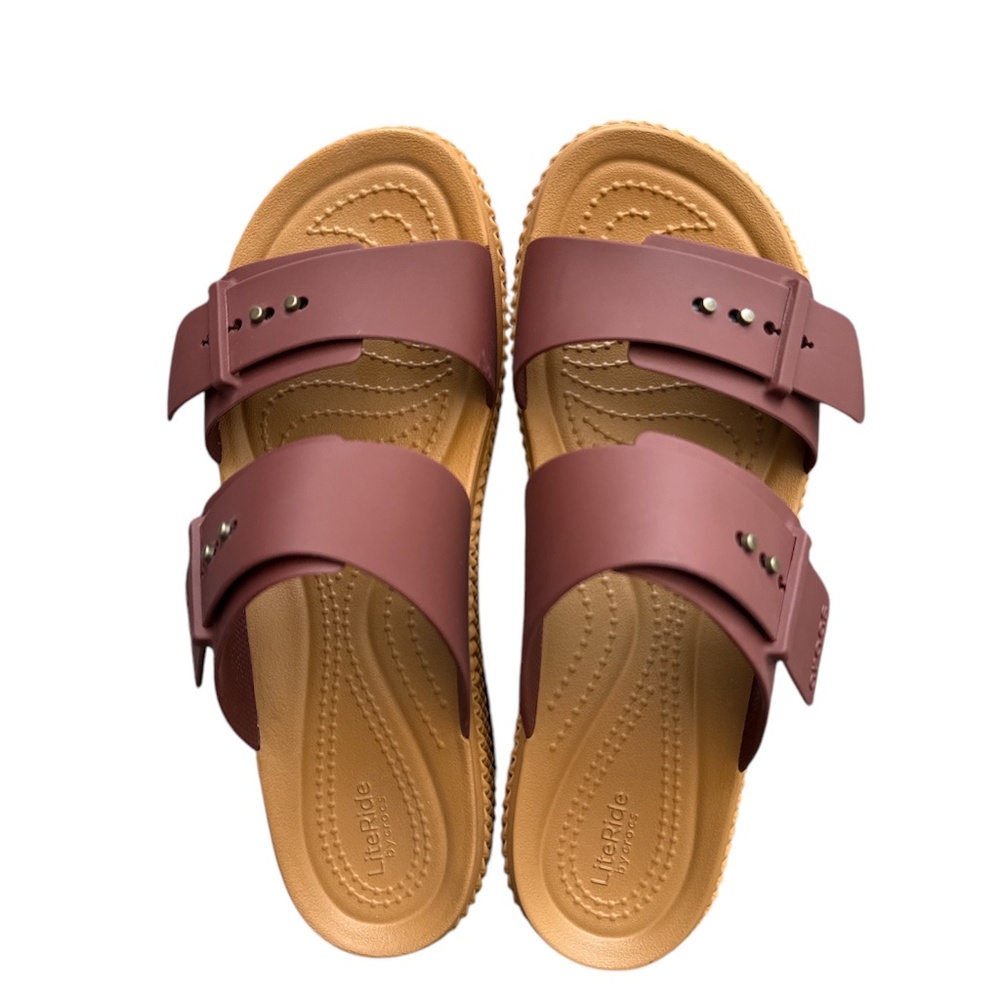 Crocs Womens Brooklyn Buckle Low Wedge Sandals